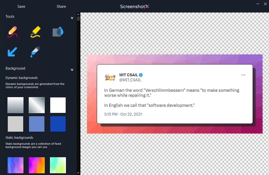 How to use ScreenshotX: software to create pretty screenshots